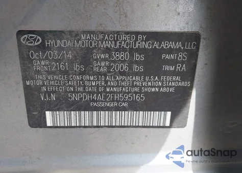 2015 Hyundai Elantra Se/Sport/Limited из США, поврежденный, VIN 5NPDH4AE2FH595165